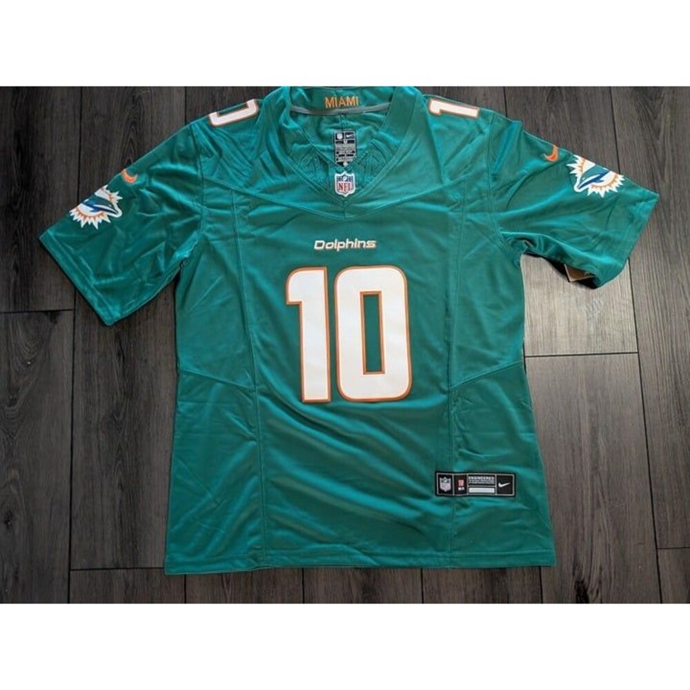 Tyreek Hill New V Neck 2024 Miami Dolphins Aqua Football Jersey Men's Large